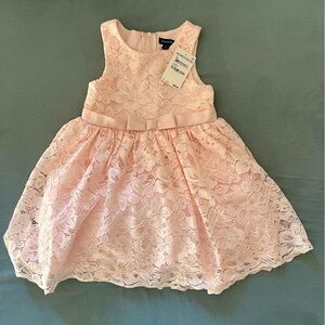 NWT Zunie pale pink lace party dress with bow size 4